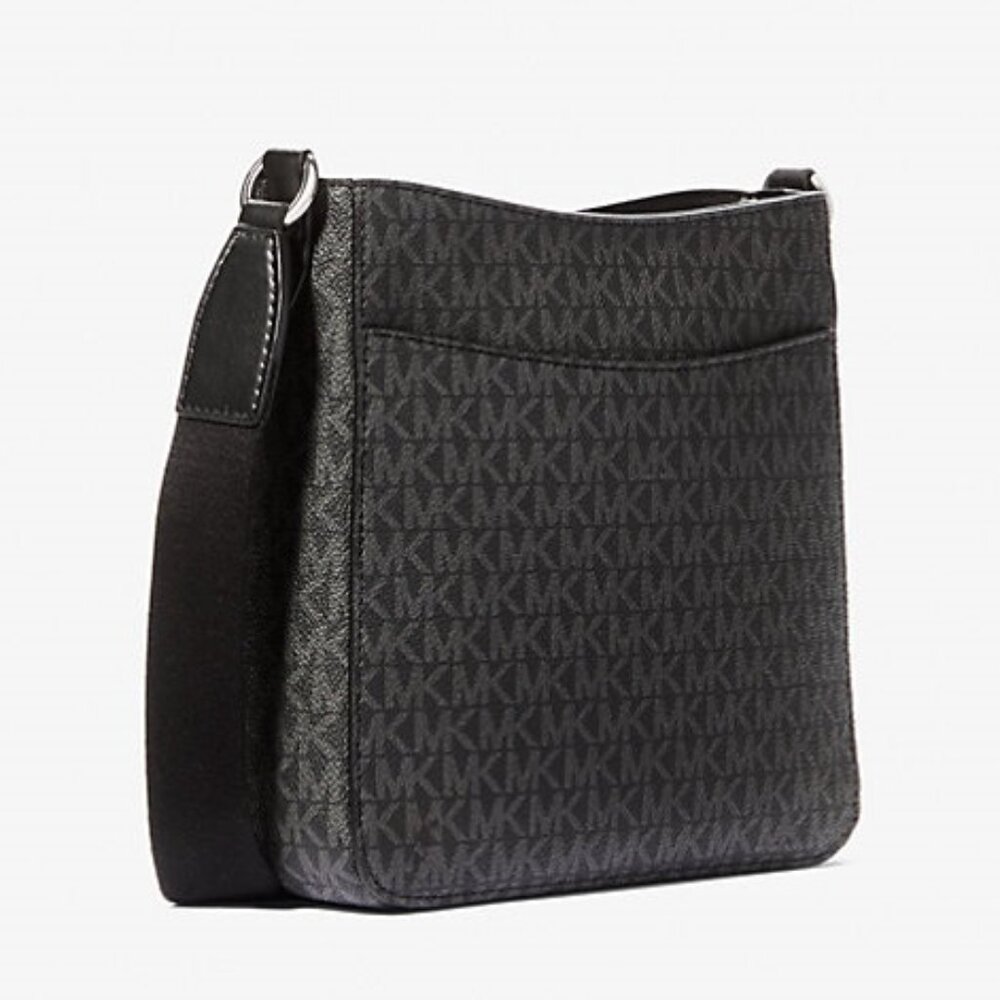 NWT Michael Kors Jet Set Travel Small Signature Logo Messenger Bag BLACK - Picture 3 of 7